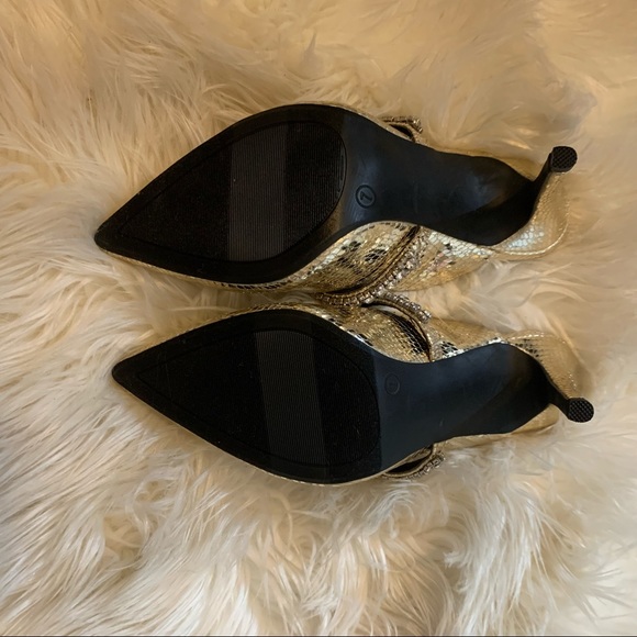 Gold and rhinestone pointy toe heels - Picture 4 of 6